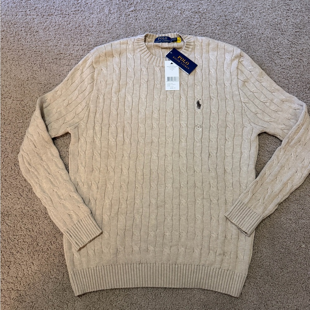 Polo by Ralph Lauren Men's Tan Cable-Knit Sweater